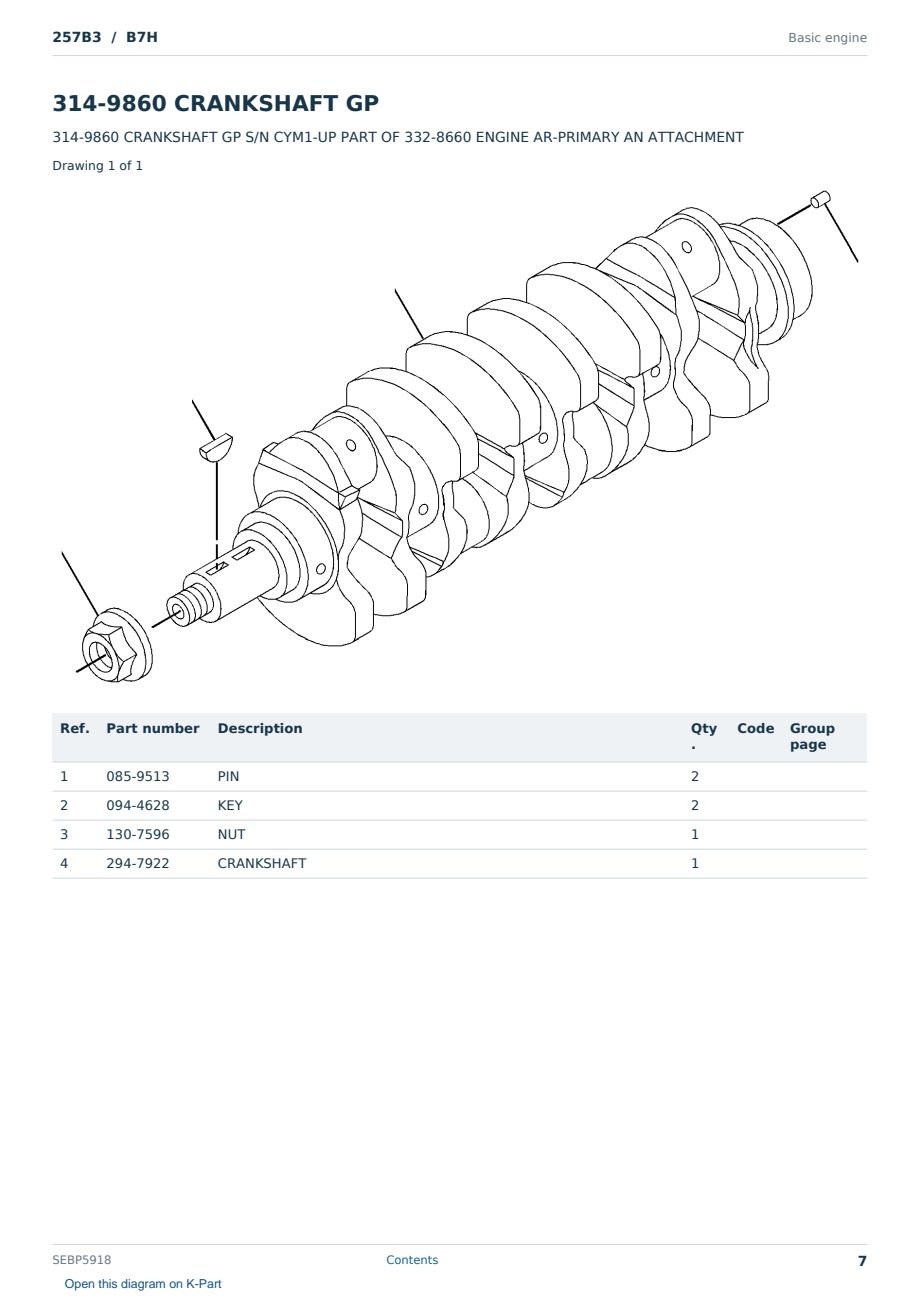 Caterpillar 257B3 S/N B7H Partsbook SEBP5918 (English) - sample page 7 of 10 Caterpillar 257B3 S/N B7H Partsbook SEBP5918 (English) - sample page 7 of 10