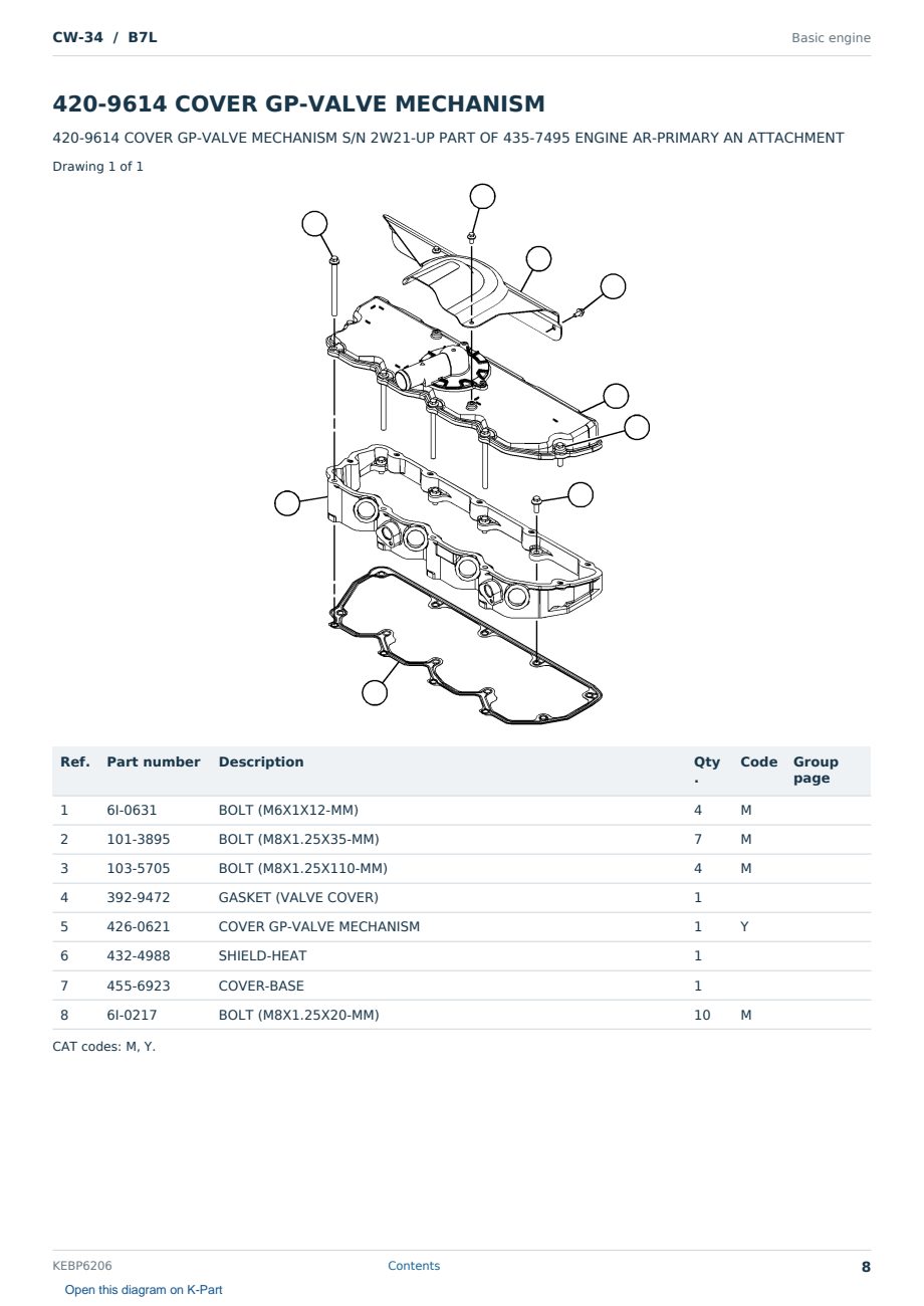 Caterpillar CW-34 S/N B7L Partsbook KEBP6206 (English) - sample page 8 of 10 Caterpillar CW-34 S/N B7L Partsbook KEBP6206 (English) - sample page 8 of 10