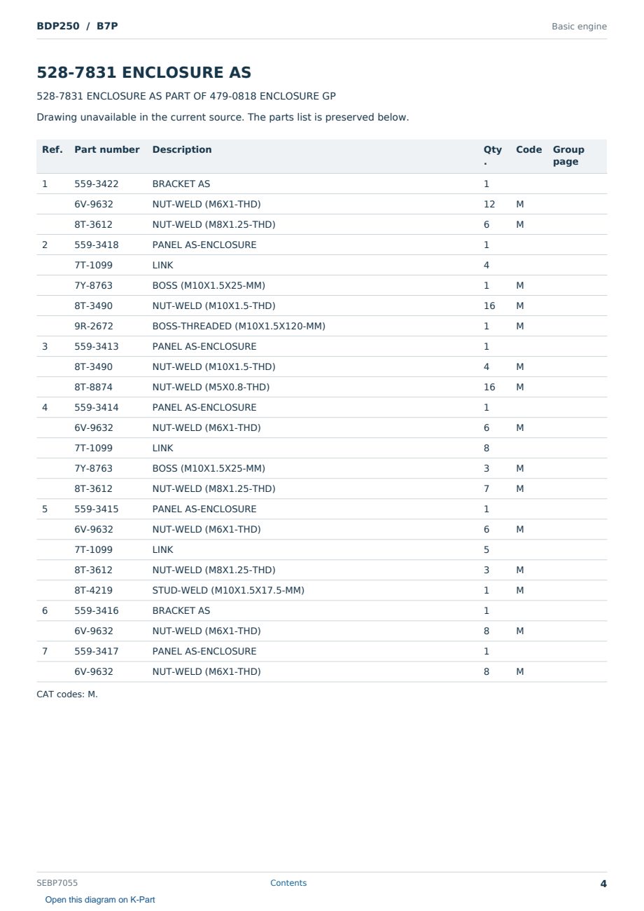 Caterpillar BDP250 S/N B7P Partsbook SEBP7055 (English) - sample page 4 of 10 Caterpillar BDP250 S/N B7P Partsbook SEBP7055 (English) - sample page 4 of 10