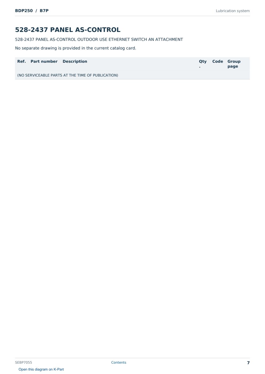 Caterpillar BDP250 S/N B7P Partsbook SEBP7055 (English) - sample page 7 of 10 Caterpillar BDP250 S/N B7P Partsbook SEBP7055 (English) - sample page 7 of 10