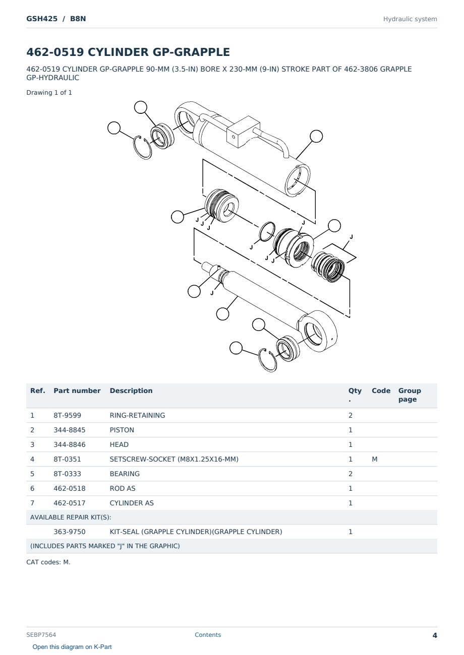 Caterpillar GSH425 S/N B8N Partsbook SEBP7564 (English) - sample page 4 of 10 Caterpillar GSH425 S/N B8N Partsbook SEBP7564 (English) - sample page 4 of 10