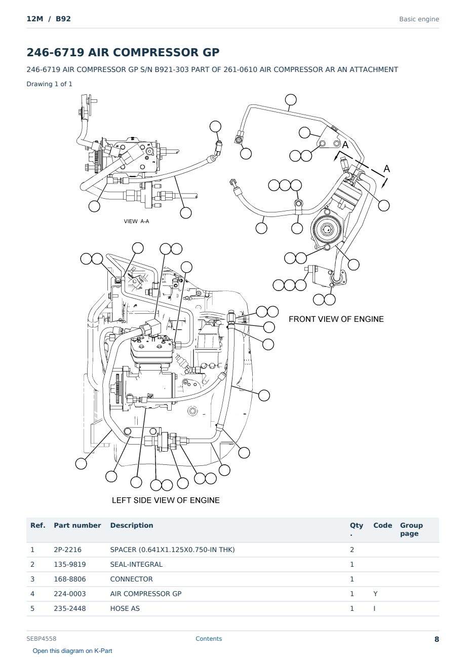 Caterpillar 12M S/N B92 Partsbook SEBP4558 (English) - sample page 8 of 10 Caterpillar 12M S/N B92 Partsbook SEBP4558 (English) - sample page 8 of 10