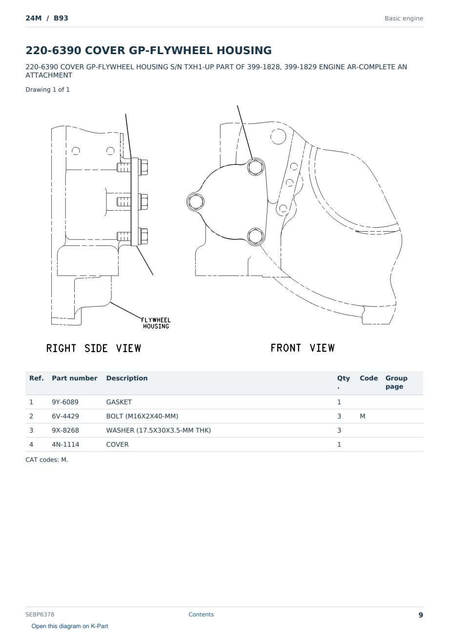 Caterpillar 24M S/N B93 Partsbook SEBP6378 (English) - sample page 9 of 10 Caterpillar 24M S/N B93 Partsbook SEBP6378 (English) - sample page 9 of 10