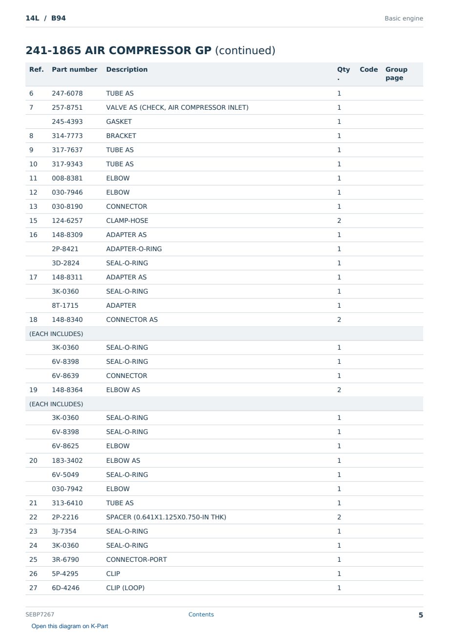 Caterpillar 14L S/N B94 Partsbook SEBP7267 (English) - sample page 5 of 10 Caterpillar 14L S/N B94 Partsbook SEBP7267 (English) - sample page 5 of 10