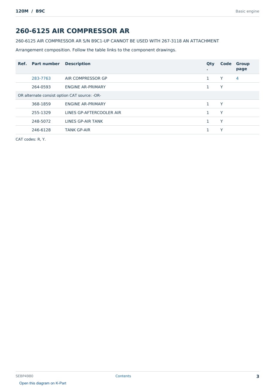 Caterpillar 120M S/N B9C Partsbook SEBP4980 (English) - sample page 3 of 10 Caterpillar 120M S/N B9C Partsbook SEBP4980 (English) - sample page 3 of 10