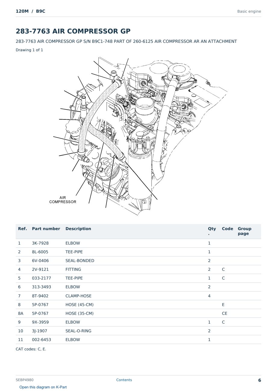 Caterpillar 120M S/N B9C Partsbook SEBP4980 (English) - sample page 6 of 10 Caterpillar 120M S/N B9C Partsbook SEBP4980 (English) - sample page 6 of 10