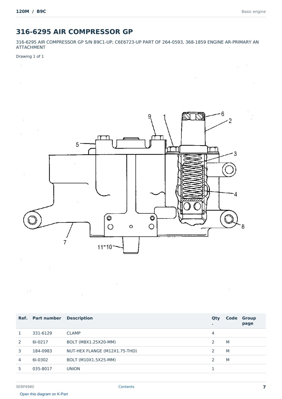 Caterpillar 120M S/N B9C Partsbook SEBP4980 (English) - sample page 7 of 10 Caterpillar 120M S/N B9C Partsbook SEBP4980 (English) - sample page 7 of 10