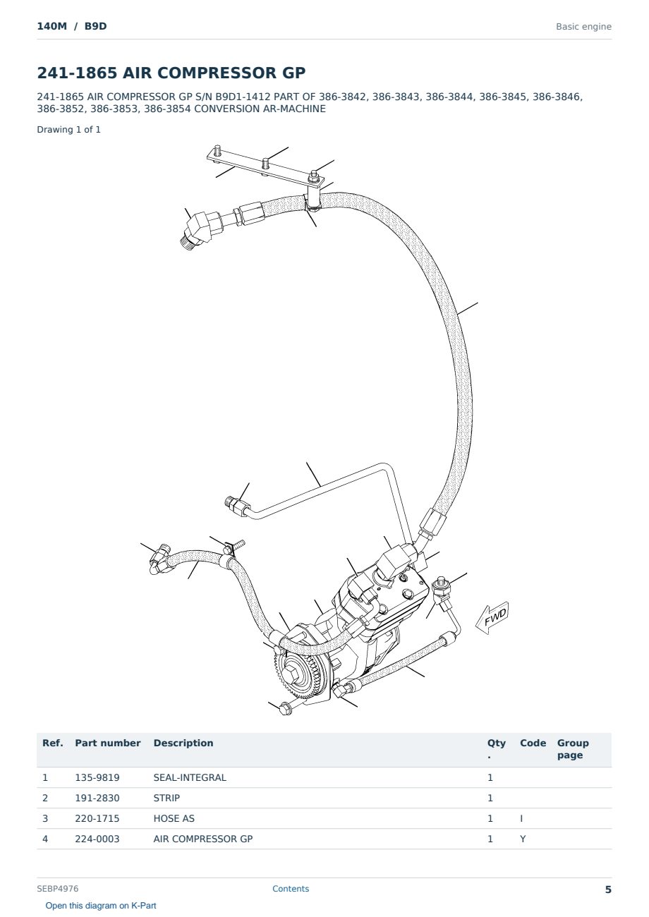 Caterpillar 140M S/N B9D Partsbook SEBP4976 (English) - sample page 5 of 10 Caterpillar 140M S/N B9D Partsbook SEBP4976 (English) - sample page 5 of 10
