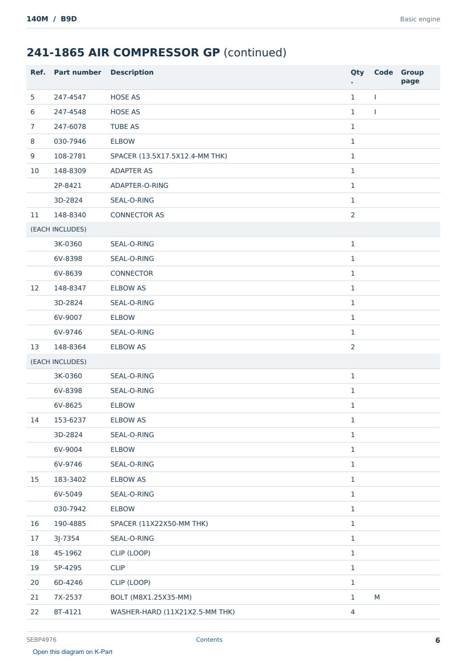 Caterpillar 140M S/N B9D Partsbook SEBP4976 (English) - sample page 6 of 10 Caterpillar 140M S/N B9D Partsbook SEBP4976 (English) - sample page 6 of 10
