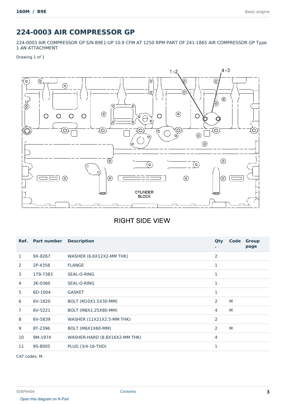Caterpillar 160M S/N B9E Partsbook SEBP4404 (English) - sample page 3 of 10 Caterpillar 160M S/N B9E Partsbook SEBP4404 (English) - sample page 3 of 10