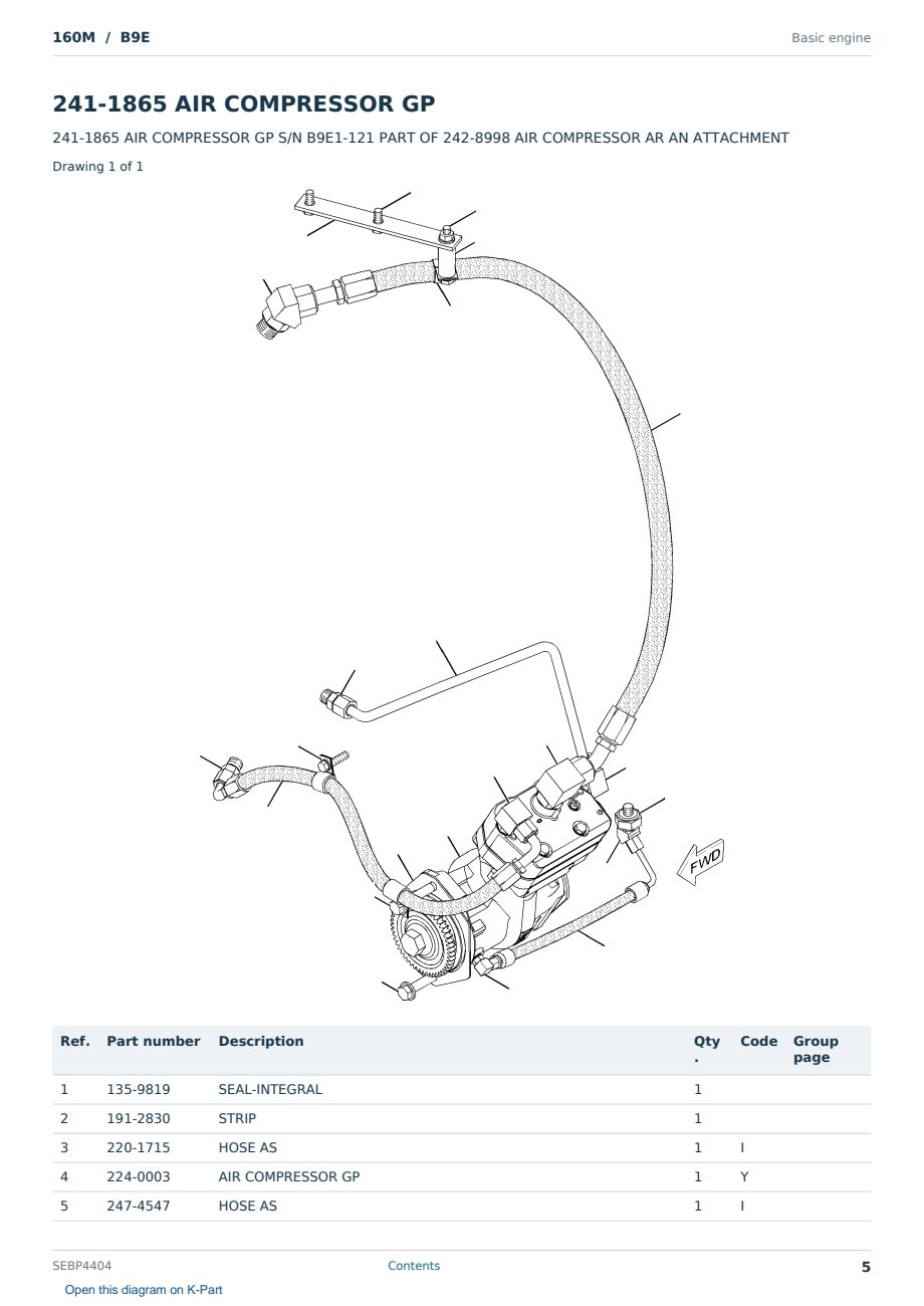 Caterpillar 160M S/N B9E Partsbook SEBP4404 (English) - sample page 5 of 10 Caterpillar 160M S/N B9E Partsbook SEBP4404 (English) - sample page 5 of 10