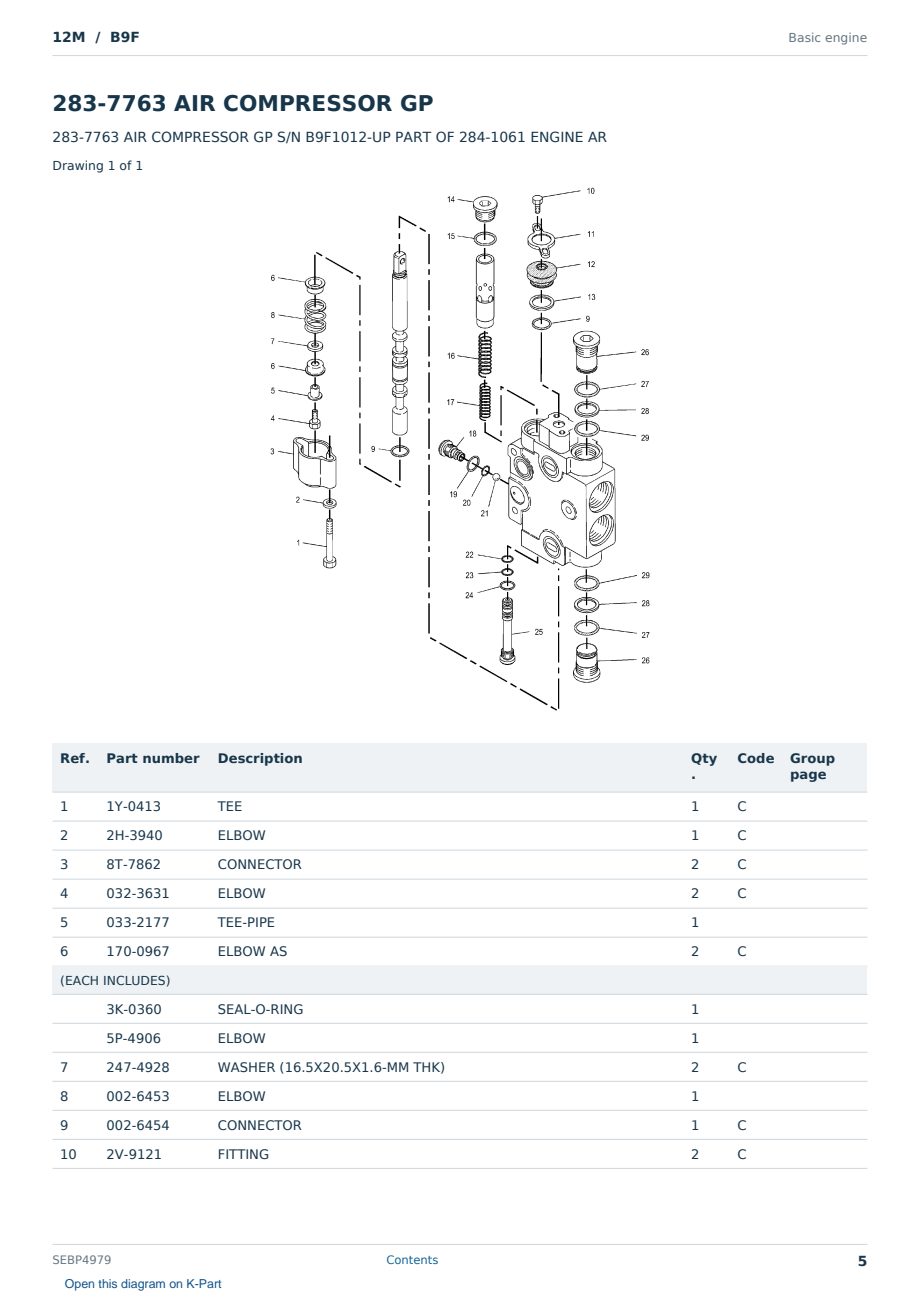 Caterpillar 12M S/N B9F Partsbook SEBP4979 (English) - sample page 5 of 10 Caterpillar 12M S/N B9F Partsbook SEBP4979 (English) - sample page 5 of 10