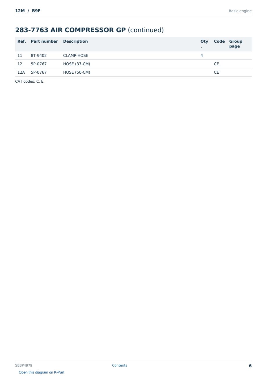 Caterpillar 12M S/N B9F Partsbook SEBP4979 (English) - sample page 6 of 10 Caterpillar 12M S/N B9F Partsbook SEBP4979 (English) - sample page 6 of 10