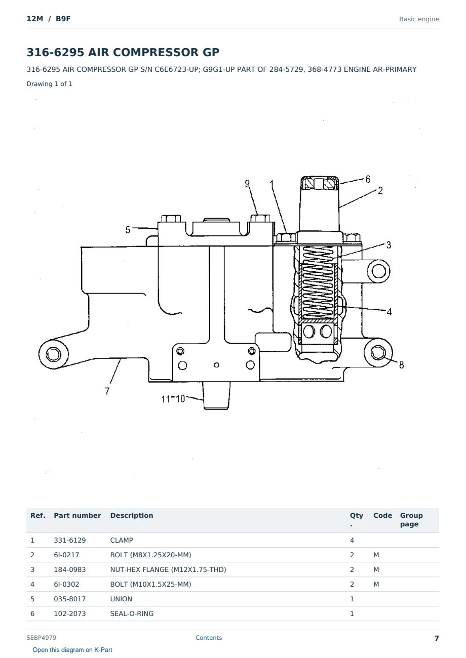 Caterpillar 12M S/N B9F Partsbook SEBP4979 (English) - sample page 7 of 10 Caterpillar 12M S/N B9F Partsbook SEBP4979 (English) - sample page 7 of 10