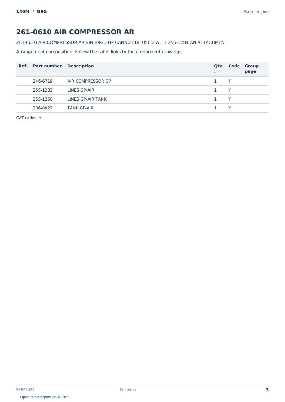 Caterpillar 140M S/N B9G Partsbook SEBP5029 (English) - sample page 3 of 10 Caterpillar 140M S/N B9G Partsbook SEBP5029 (English) - sample page 3 of 10