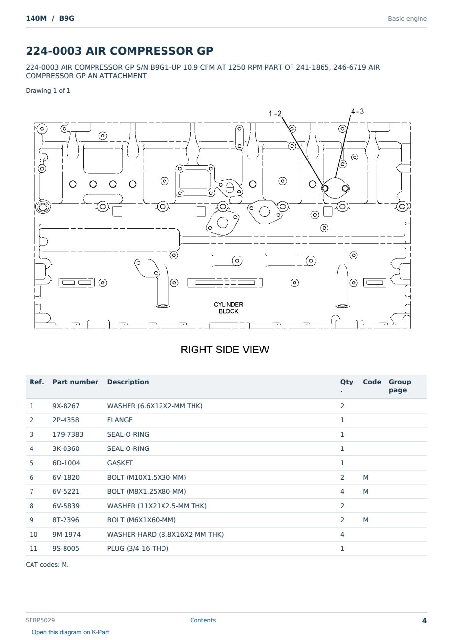 Caterpillar 140M S/N B9G Partsbook SEBP5029 (English) - sample page 4 of 10 Caterpillar 140M S/N B9G Partsbook SEBP5029 (English) - sample page 4 of 10