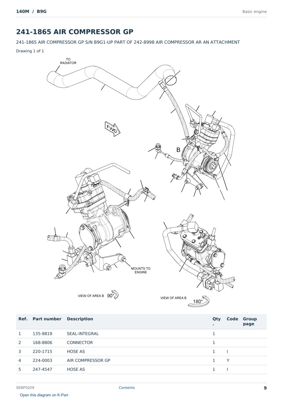Caterpillar 140M S/N B9G Partsbook SEBP5029 (English) - sample page 9 of 10 Caterpillar 140M S/N B9G Partsbook SEBP5029 (English) - sample page 9 of 10