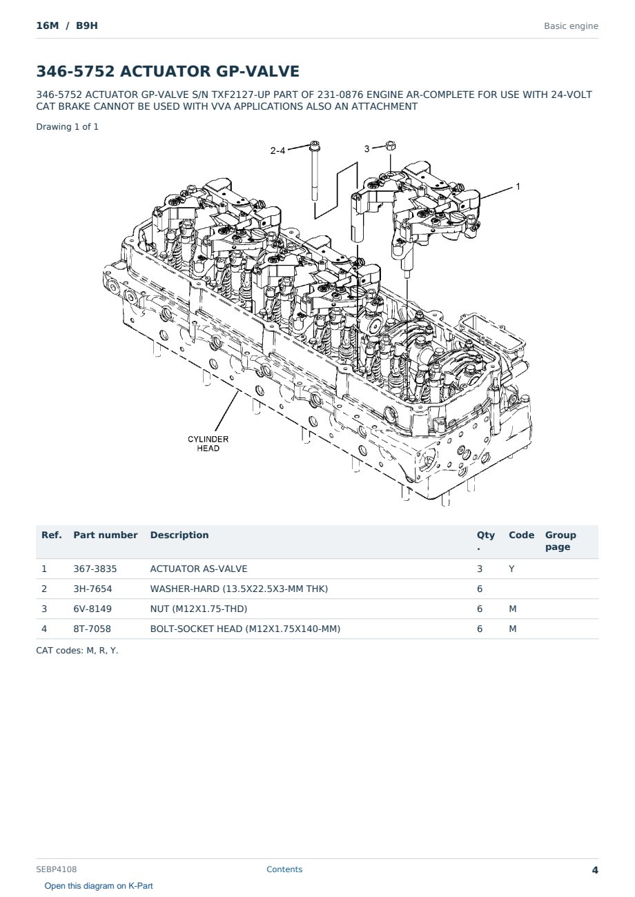 Caterpillar 16M S/N B9H Partsbook SEBP4108 (English) - sample page 4 of 10 Caterpillar 16M S/N B9H Partsbook SEBP4108 (English) - sample page 4 of 10