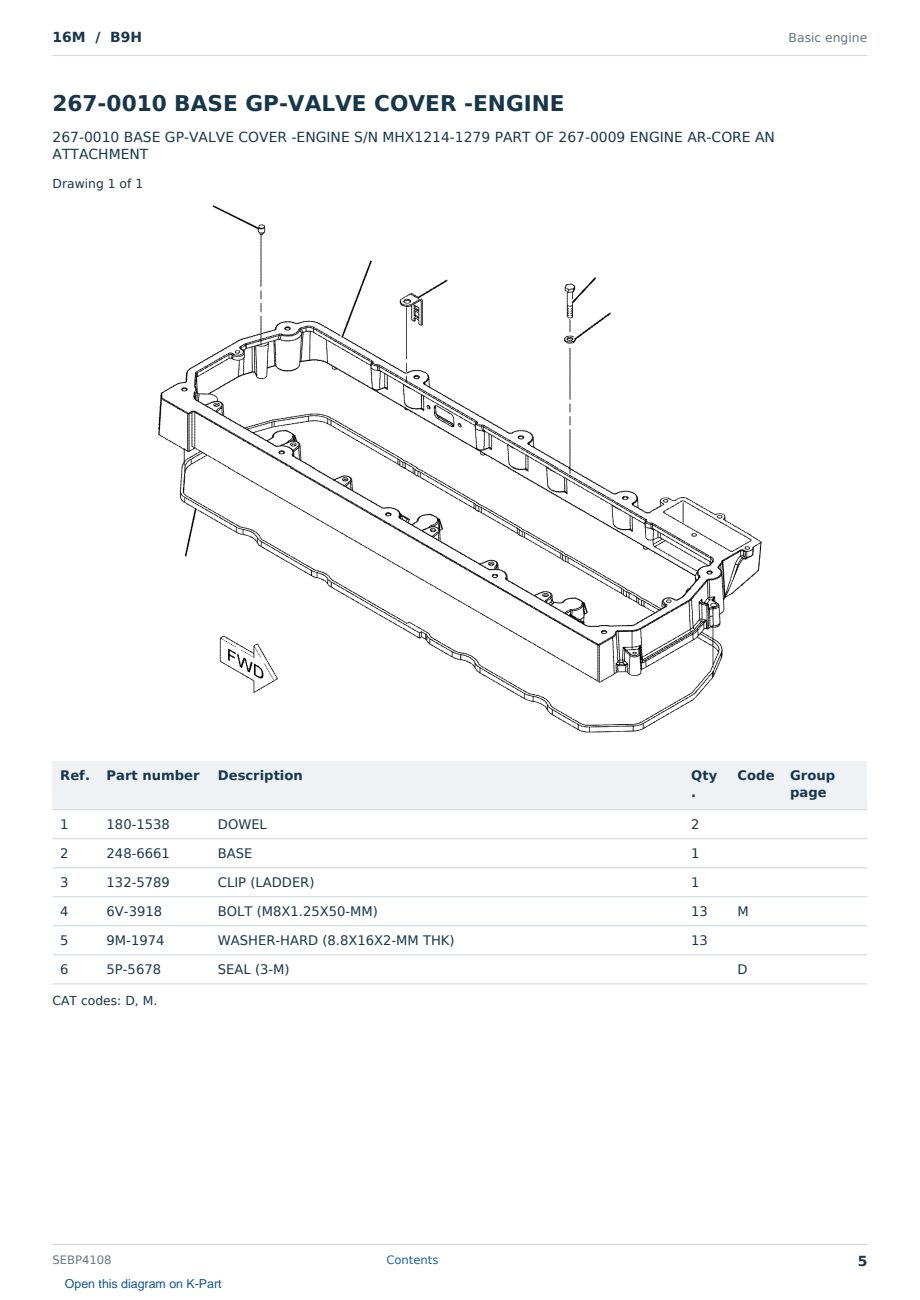 Caterpillar 16M S/N B9H Partsbook SEBP4108 (English) - sample page 5 of 10 Caterpillar 16M S/N B9H Partsbook SEBP4108 (English) - sample page 5 of 10