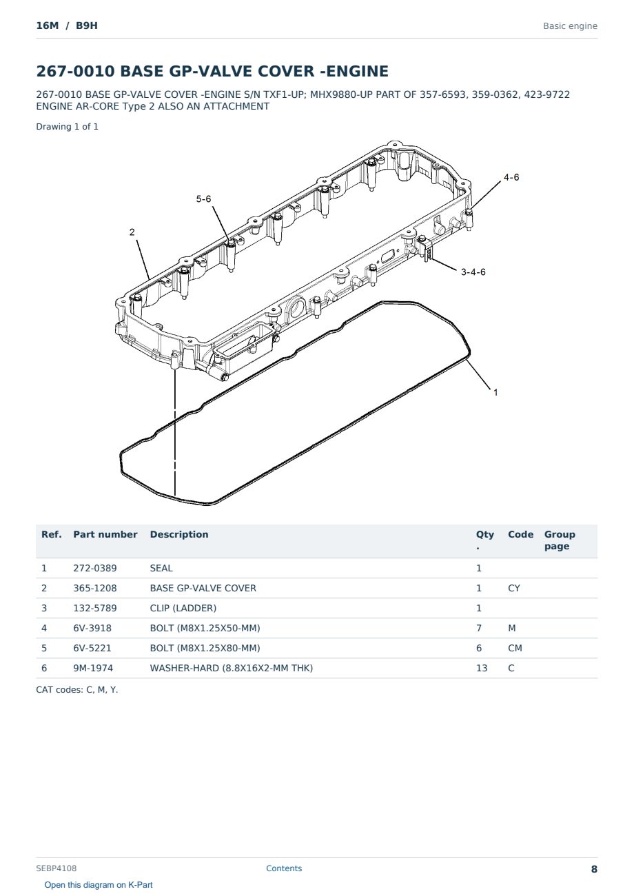 Caterpillar 16M S/N B9H Partsbook SEBP4108 (English) - sample page 8 of 10 Caterpillar 16M S/N B9H Partsbook SEBP4108 (English) - sample page 8 of 10