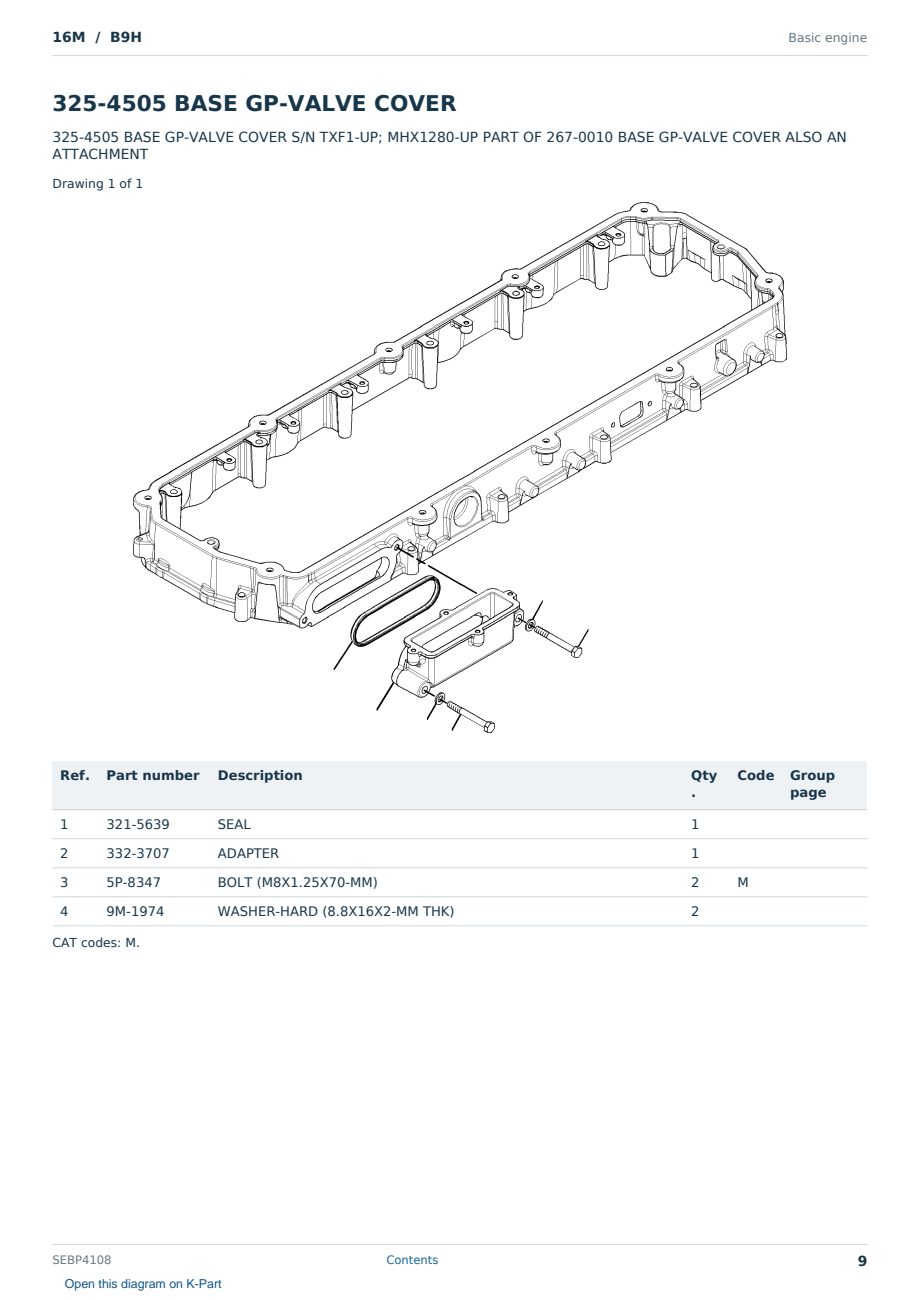 Caterpillar 16M S/N B9H Partsbook SEBP4108 (English) - sample page 9 of 10 Caterpillar 16M S/N B9H Partsbook SEBP4108 (English) - sample page 9 of 10