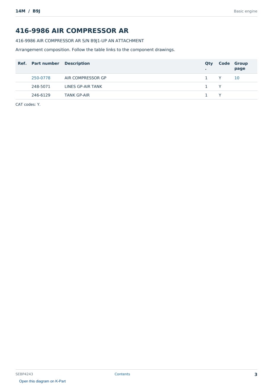 Caterpillar 14M S/N B9J Partsbook SEBP4243 (English) - sample page 3 of 10 Caterpillar 14M S/N B9J Partsbook SEBP4243 (English) - sample page 3 of 10