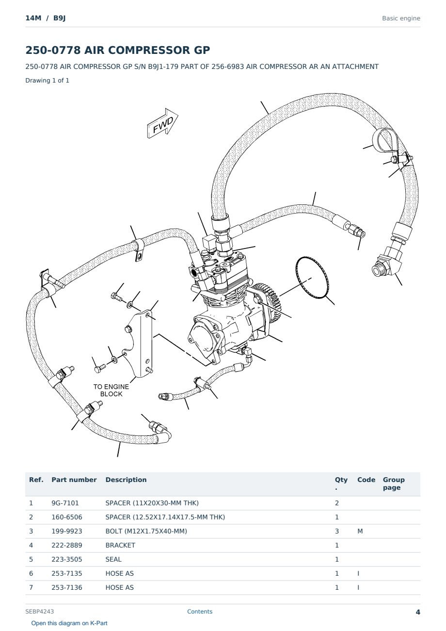 Caterpillar 14M S/N B9J Partsbook SEBP4243 (English) - sample page 4 of 10 Caterpillar 14M S/N B9J Partsbook SEBP4243 (English) - sample page 4 of 10