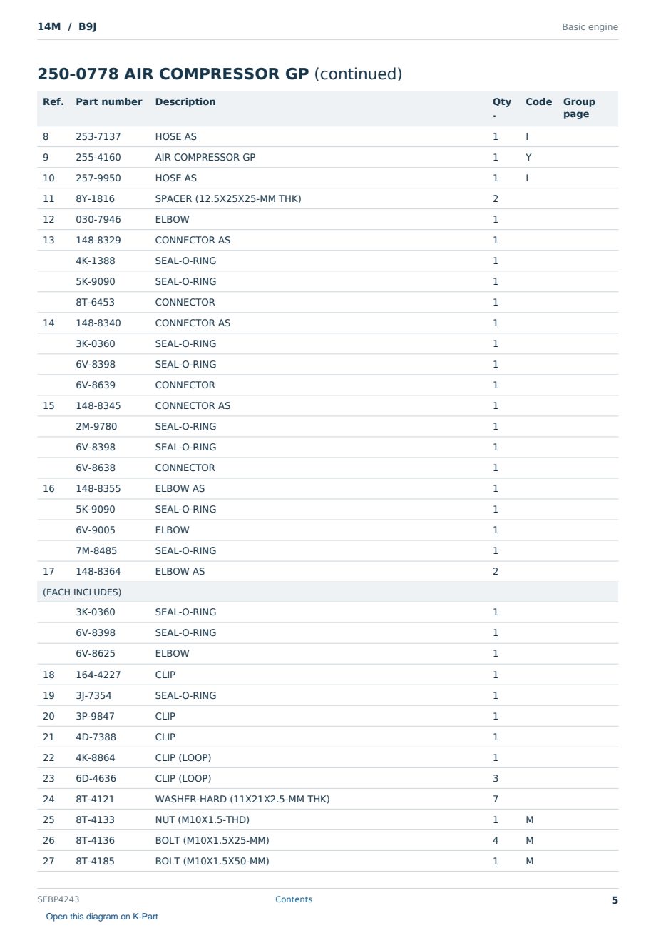 Caterpillar 14M S/N B9J Partsbook SEBP4243 (English) - sample page 5 of 10 Caterpillar 14M S/N B9J Partsbook SEBP4243 (English) - sample page 5 of 10