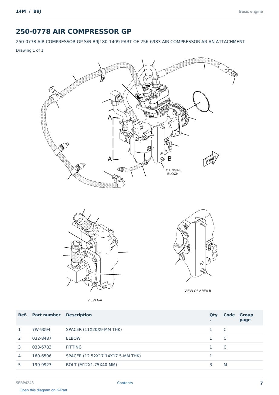 Caterpillar 14M S/N B9J Partsbook SEBP4243 (English) - sample page 7 of 10 Caterpillar 14M S/N B9J Partsbook SEBP4243 (English) - sample page 7 of 10