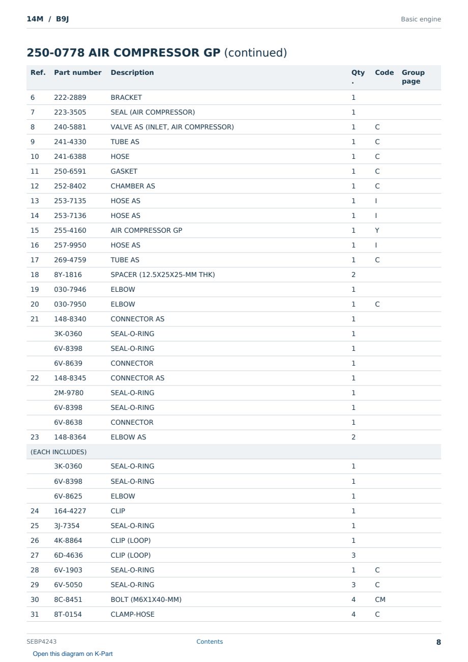 Caterpillar 14M S/N B9J Partsbook SEBP4243 (English) - sample page 8 of 10 Caterpillar 14M S/N B9J Partsbook SEBP4243 (English) - sample page 8 of 10