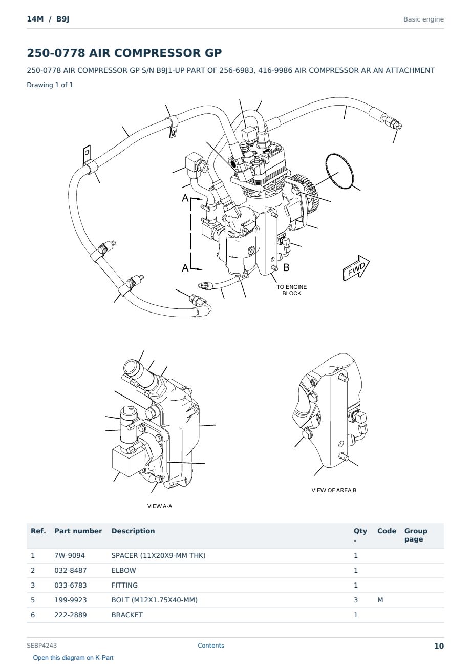 Caterpillar 14M S/N B9J Partsbook SEBP4243 (English) - sample page 10 of 10 Caterpillar 14M S/N B9J Partsbook SEBP4243 (English) - sample page 10 of 10