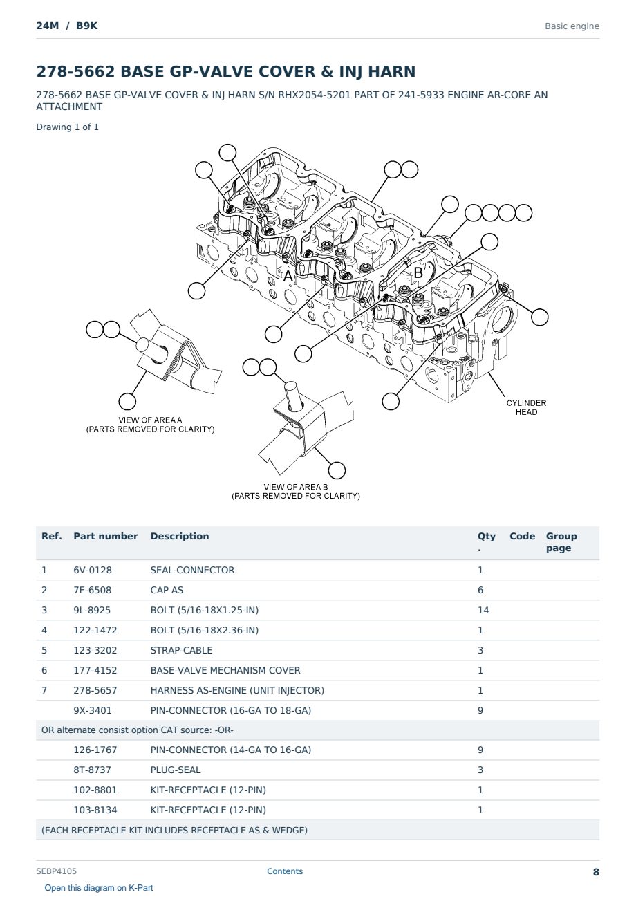 Caterpillar 24M S/N B9K Partsbook SEBP4105 (English) - sample page 8 of 10 Caterpillar 24M S/N B9K Partsbook SEBP4105 (English) - sample page 8 of 10