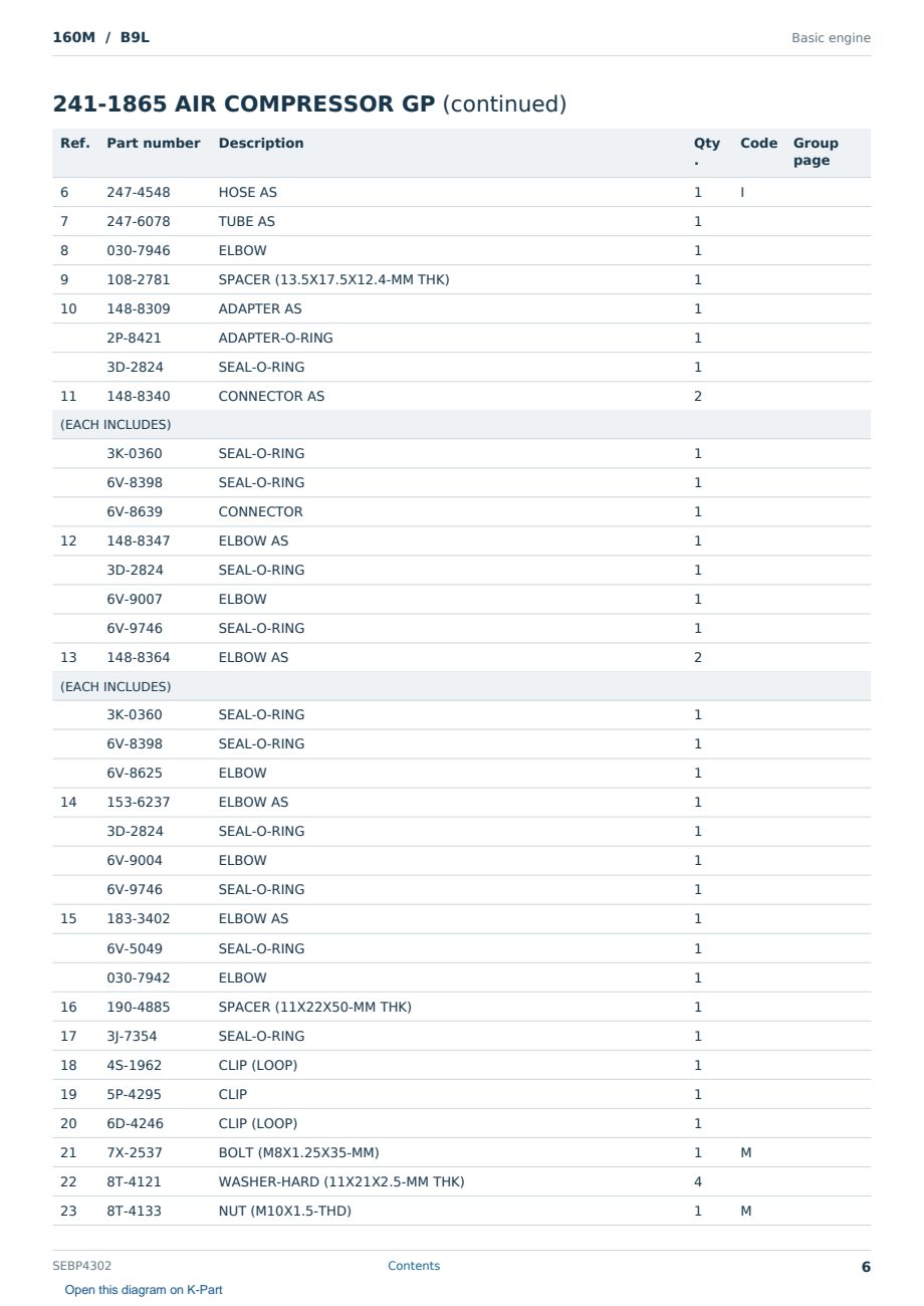 Caterpillar 160M S/N B9L Partsbook SEBP4302 (English) - sample page 6 of 10 Caterpillar 160M S/N B9L Partsbook SEBP4302 (English) - sample page 6 of 10