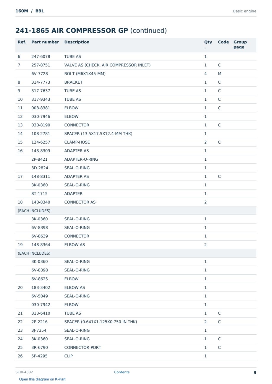 Caterpillar 160M S/N B9L Partsbook SEBP4302 (English) - sample page 9 of 10 Caterpillar 160M S/N B9L Partsbook SEBP4302 (English) - sample page 9 of 10