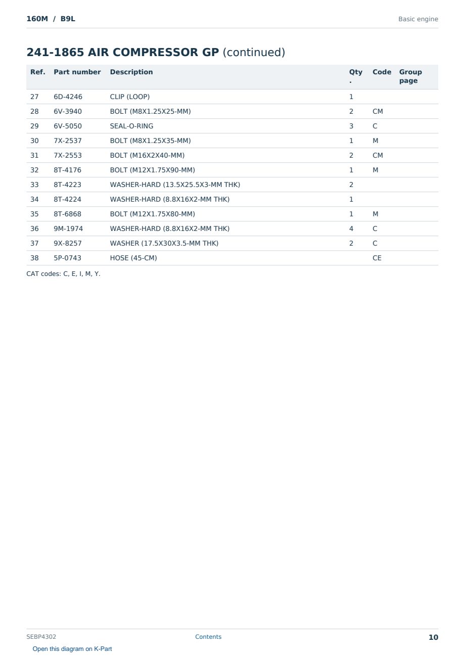 Caterpillar 160M S/N B9L Partsbook SEBP4302 (English) - sample page 10 of 10 Caterpillar 160M S/N B9L Partsbook SEBP4302 (English) - sample page 10 of 10