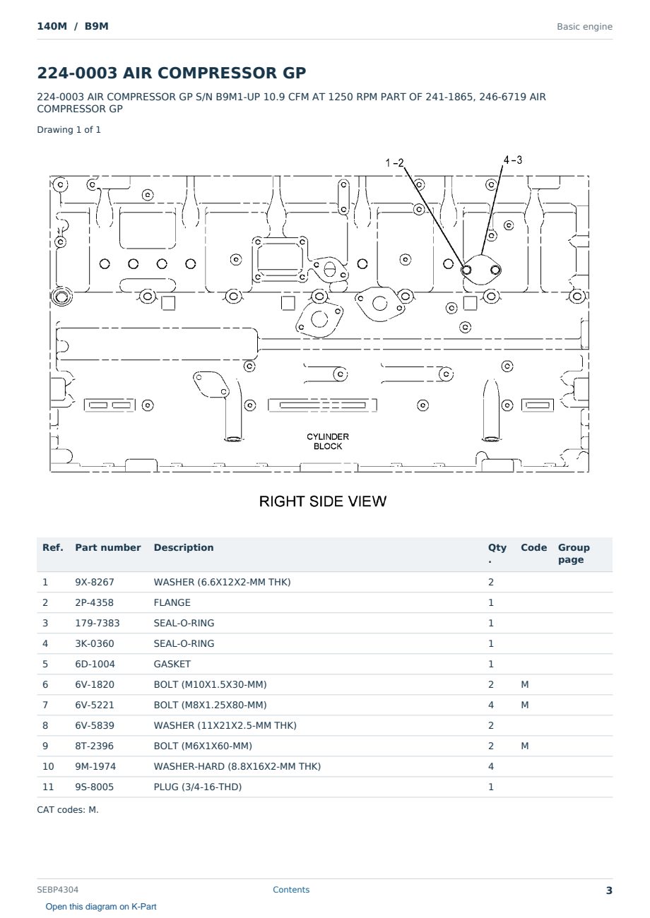 Caterpillar 140M S/N B9M Partsbook SEBP4304 (English) - sample page 3 of 10 Caterpillar 140M S/N B9M Partsbook SEBP4304 (English) - sample page 3 of 10