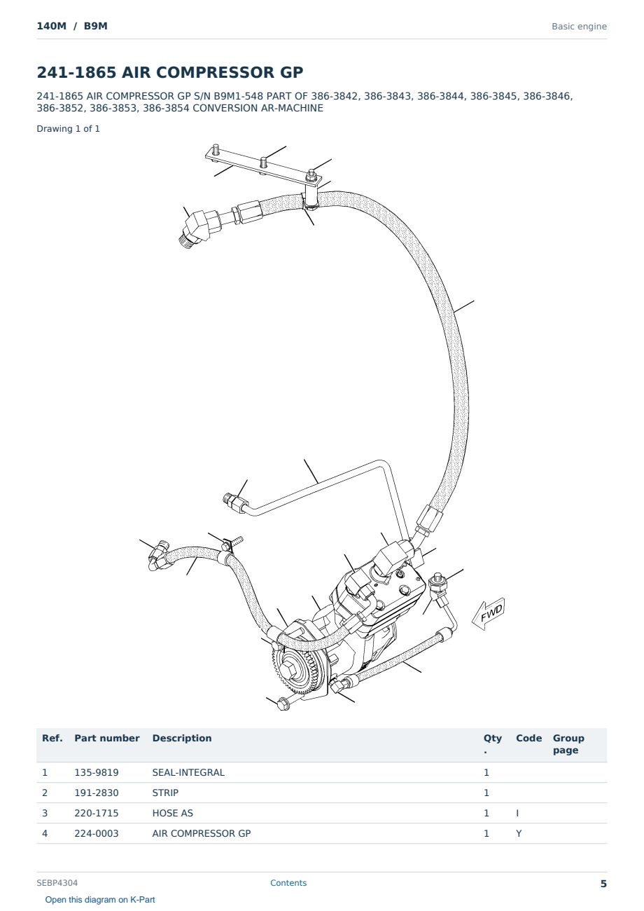 Caterpillar 140M S/N B9M Partsbook SEBP4304 (English) - sample page 5 of 10 Caterpillar 140M S/N B9M Partsbook SEBP4304 (English) - sample page 5 of 10