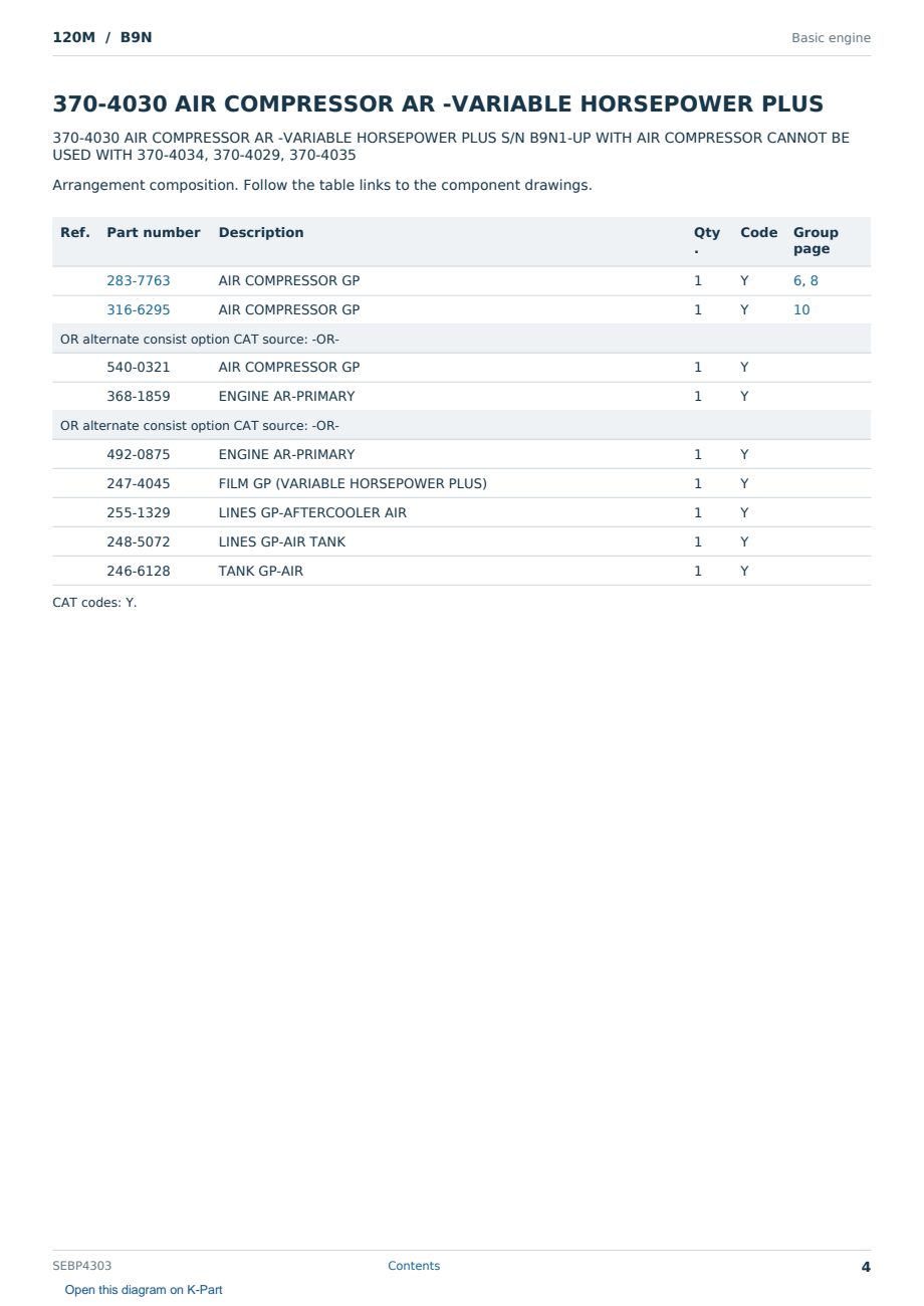 Caterpillar 120M S/N B9N Partsbook SEBP4303 (English) - sample page 4 of 10 Caterpillar 120M S/N B9N Partsbook SEBP4303 (English) - sample page 4 of 10