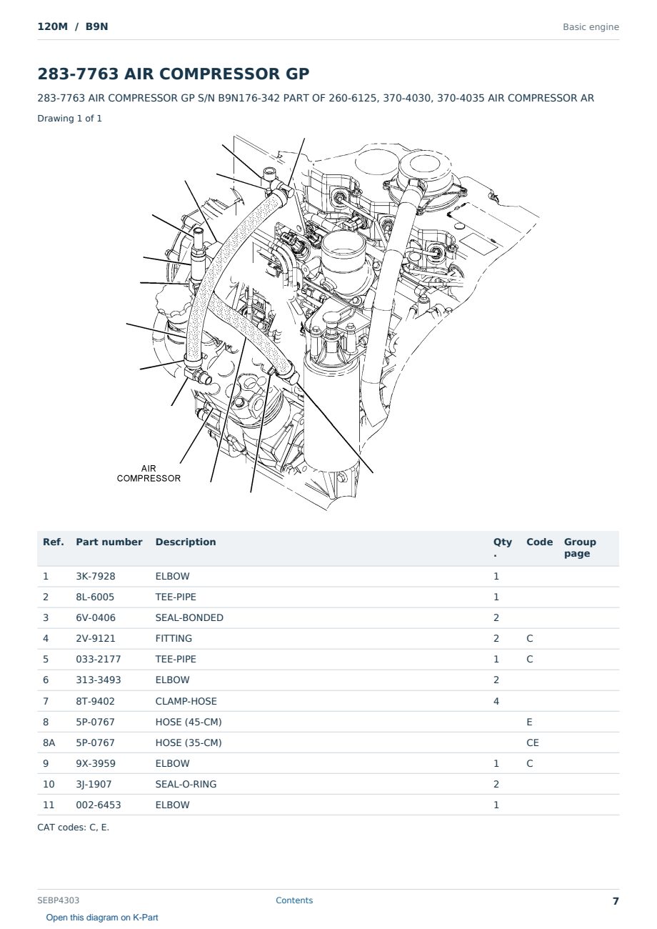 Caterpillar 120M S/N B9N Partsbook SEBP4303 (English) - sample page 7 of 10 Caterpillar 120M S/N B9N Partsbook SEBP4303 (English) - sample page 7 of 10