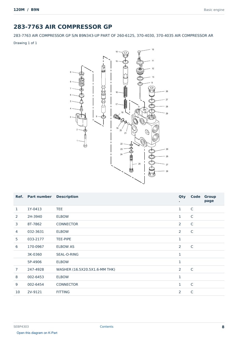 Caterpillar 120M S/N B9N Partsbook SEBP4303 (English) - sample page 8 of 10 Caterpillar 120M S/N B9N Partsbook SEBP4303 (English) - sample page 8 of 10