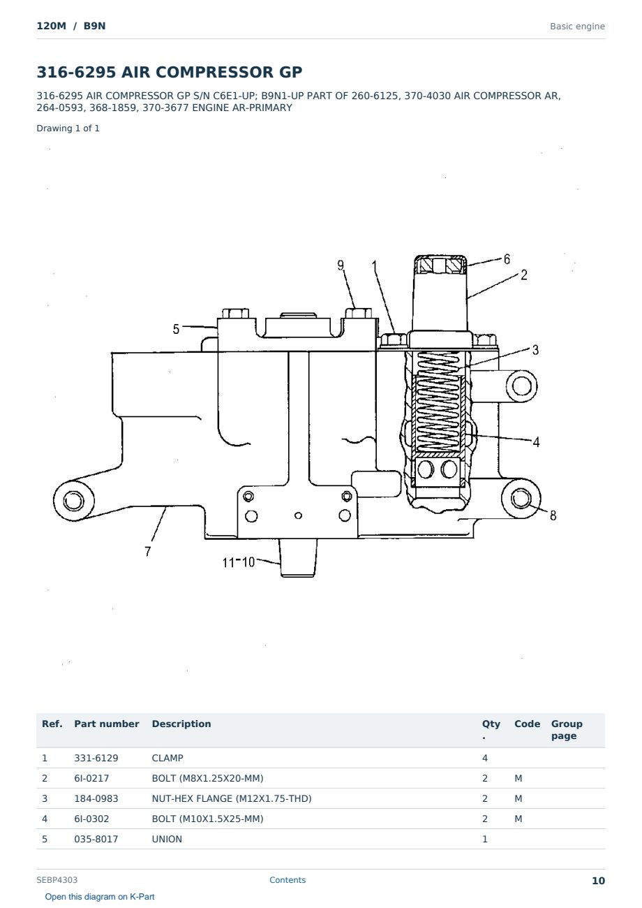 Caterpillar 120M S/N B9N Partsbook SEBP4303 (English) - sample page 10 of 10 Caterpillar 120M S/N B9N Partsbook SEBP4303 (English) - sample page 10 of 10