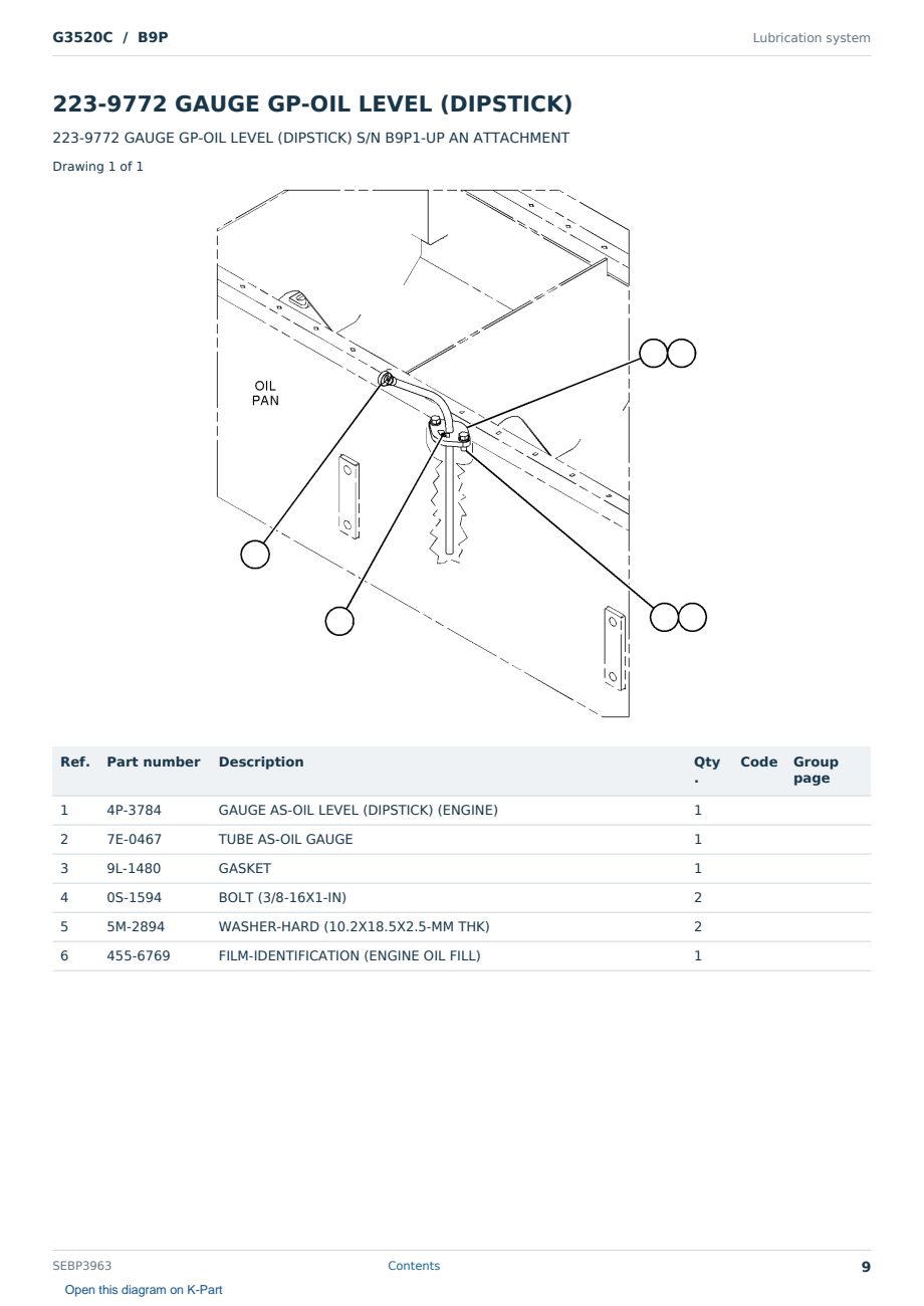 Caterpillar G3520C S/N B9P Partsbook SEBP3963 (English) - sample page 9 of 10 Caterpillar G3520C S/N B9P Partsbook SEBP3963 (English) - sample page 9 of 10