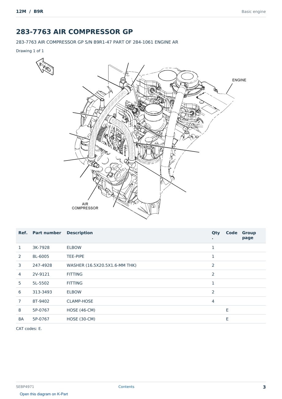 Caterpillar 12M S/N B9R Partsbook SEBP4971 (English) - sample page 3 of 10 Caterpillar 12M S/N B9R Partsbook SEBP4971 (English) - sample page 3 of 10