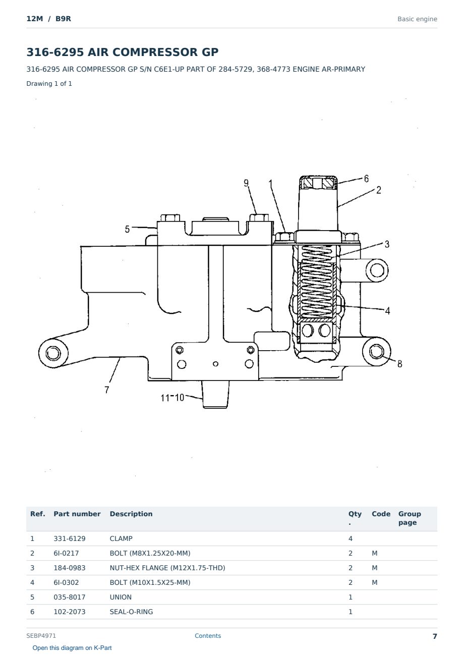 Caterpillar 12M S/N B9R Partsbook SEBP4971 (English) - sample page 7 of 10 Caterpillar 12M S/N B9R Partsbook SEBP4971 (English) - sample page 7 of 10