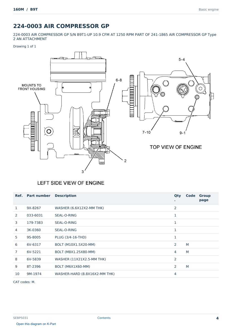 Caterpillar 160M S/N B9T Partsbook SEBP5031 (English) - sample page 4 of 10 Caterpillar 160M S/N B9T Partsbook SEBP5031 (English) - sample page 4 of 10