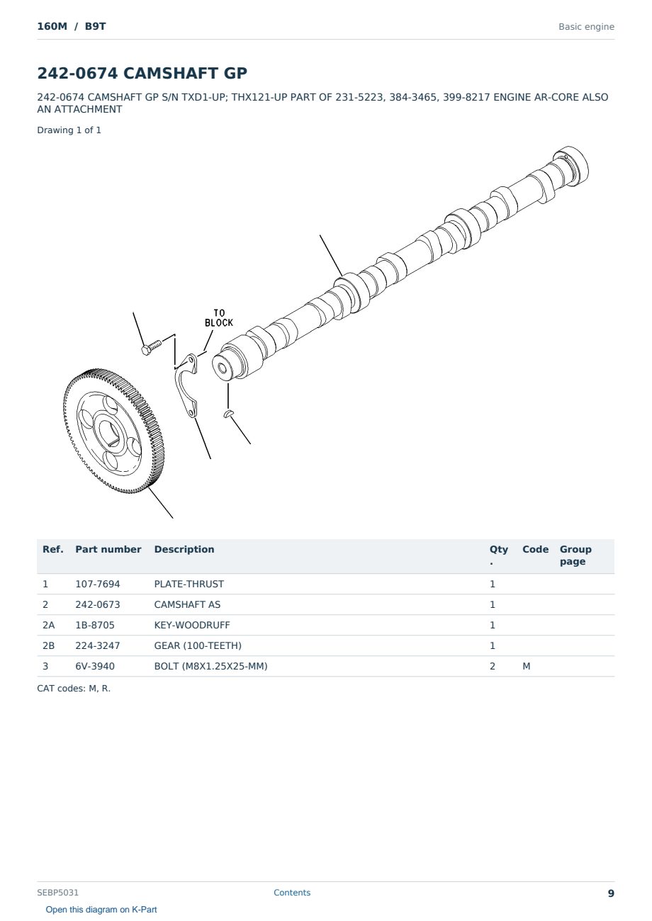 Caterpillar 160M S/N B9T Partsbook SEBP5031 (English) - sample page 9 of 10 Caterpillar 160M S/N B9T Partsbook SEBP5031 (English) - sample page 9 of 10