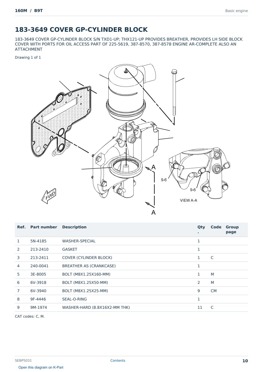 Caterpillar 160M S/N B9T Partsbook SEBP5031 (English) - sample page 10 of 10 Caterpillar 160M S/N B9T Partsbook SEBP5031 (English) - sample page 10 of 10