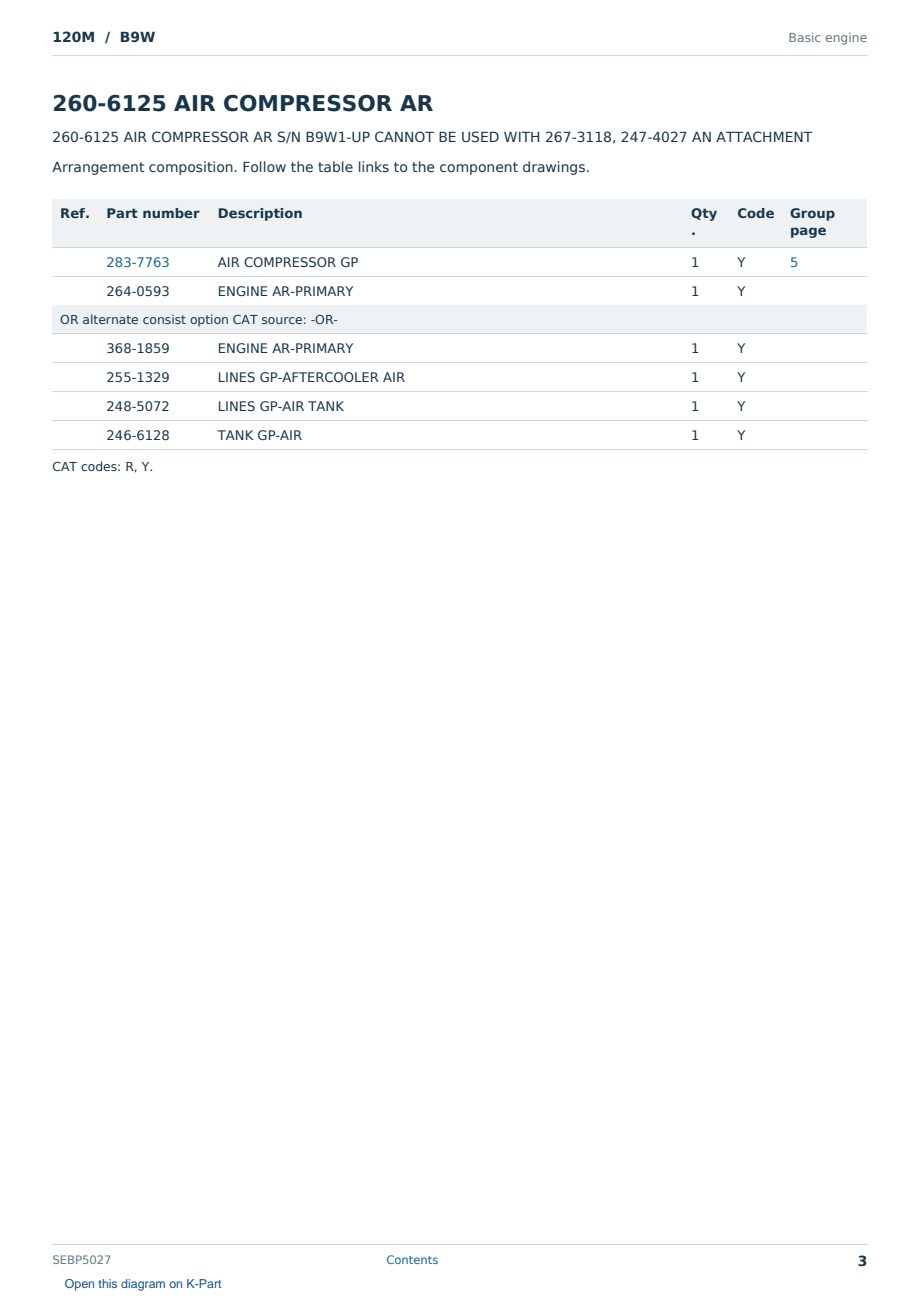 Caterpillar 120M S/N B9W Partsbook SEBP5027 (English) - sample page 3 of 10 Caterpillar 120M S/N B9W Partsbook SEBP5027 (English) - sample page 3 of 10