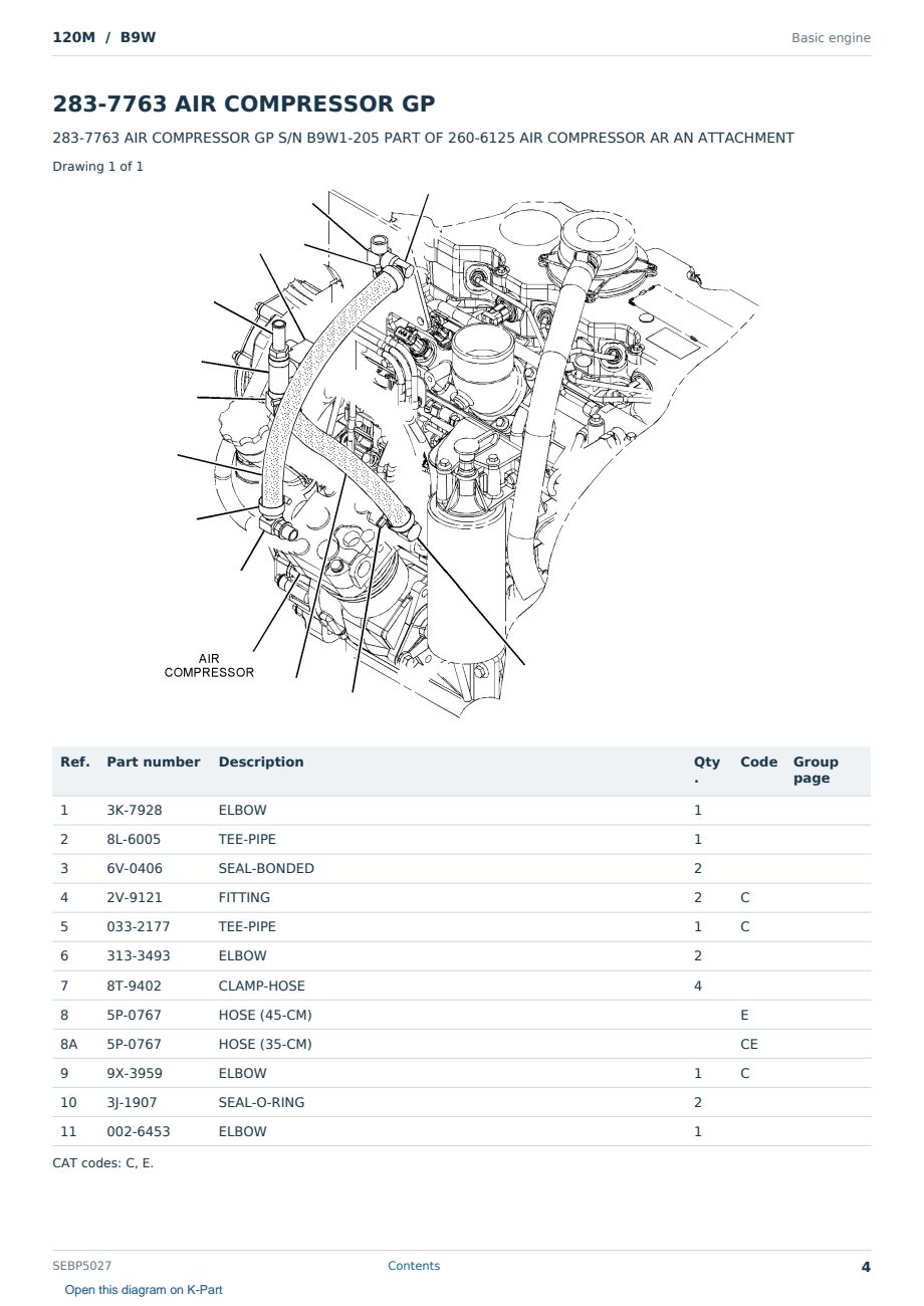 Caterpillar 120M S/N B9W Partsbook SEBP5027 (English) - sample page 4 of 10 Caterpillar 120M S/N B9W Partsbook SEBP5027 (English) - sample page 4 of 10