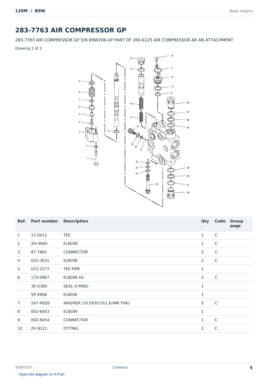 Caterpillar 120M S/N B9W Partsbook SEBP5027 (English) - sample page 5 of 10 Caterpillar 120M S/N B9W Partsbook SEBP5027 (English) - sample page 5 of 10